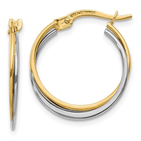 Million Charms 14K Two-Tone Polished Hoop Earrings 20 L x 4 mm W